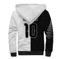 Custom New Zealand Football Sherpa Hoodie Silver Fern and Maori Tribal Black White Half Sporty Style