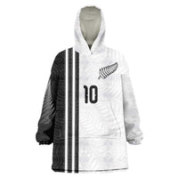 Custom New Zealand Football Wearable Blanket Hoodie Silver Fern and Maori Tribal Black White Half Sporty Style