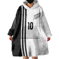 Custom New Zealand Football Wearable Blanket Hoodie Silver Fern and Maori Tribal Black White Half Sporty Style