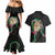 Hawaii Pikake and Maile Lei Couples Matching Mermaid Dress and Hawaiian Shirt Honu Polynesian Pattern Black Color