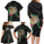 Hawaii Pikake and Maile Lei Family Matching Long Sleeve Bodycon Dress and Hawaiian Shirt Honu Polynesian Pattern Black Color