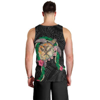 Hawaii Pikake and Maile Lei Men Tank Top Honu Polynesian Pattern Black Color LT03 - Polynesian Pride
