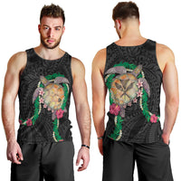 Hawaii Pikake and Maile Lei Men Tank Top Honu Polynesian Pattern Black Color LT03 - Polynesian Pride