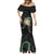 Hawaii Pikake and Maile Lei Mermaid Dress Honu Polynesian Pattern Black Color