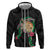Hawaii Pikake and Maile Lei Zip Hoodie Honu Polynesian Pattern Black Color
