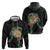 Hawaii Pikake and Maile Lei Zip Hoodie Honu Polynesian Pattern Black Color