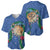 Hawaii Pikake and Maile Lei Baseball Jersey Honu Polynesian Pattern Blue Color