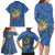 Hawaii Pikake and Maile Lei Family Matching Long Sleeve Bodycon Dress and Hawaiian Shirt Honu Polynesian Pattern Blue Color