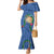 Hawaii Pikake and Maile Lei Family Matching Mermaid Dress and Hawaiian Shirt Honu Polynesian Pattern Blue Color