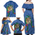 Hawaii Pikake and Maile Lei Family Matching Off Shoulder Maxi Dress and Hawaiian Shirt Honu Polynesian Pattern Blue Color