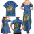 Hawaii Pikake and Maile Lei Family Matching Summer Maxi Dress and Hawaiian Shirt Honu Polynesian Pattern Blue Color