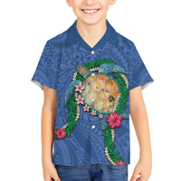 Hawaii Pikake and Maile Lei Hawaiian Shirt Honu Polynesian Pattern Blue Color LT03 - Polynesian Pride