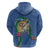 Hawaii Pikake and Maile Lei Hoodie Honu Polynesian Pattern Blue Color