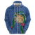 Hawaii Pikake and Maile Lei Hoodie Honu Polynesian Pattern Blue Color