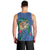 Hawaii Pikake and Maile Lei Men Tank Top Honu Polynesian Pattern Blue Color