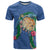 Hawaii Pikake and Maile Lei T Shirt Honu Polynesian Pattern Blue Color