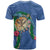 Hawaii Pikake and Maile Lei T Shirt Honu Polynesian Pattern Blue Color