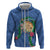 Hawaii Pikake and Maile Lei Zip Hoodie Honu Polynesian Pattern Blue Color
