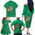 Hawaii Pikake and Maile Lei Family Matching Off The Shoulder Long Sleeve Dress and Hawaiian Shirt Honu Polynesian Pattern Green Color