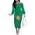 Hawaii Pikake and Maile Lei Family Matching Off The Shoulder Long Sleeve Dress and Hawaiian Shirt Honu Polynesian Pattern Green Color