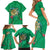 Hawaii Pikake and Maile Lei Family Matching Short Sleeve Bodycon Dress and Hawaiian Shirt Honu Polynesian Pattern Green Color