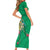 Hawaii Pikake and Maile Lei Family Matching Short Sleeve Bodycon Dress and Hawaiian Shirt Honu Polynesian Pattern Green Color