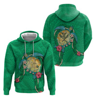 Hawaii Pikake and Maile Lei Hoodie Honu Polynesian Pattern Green Color