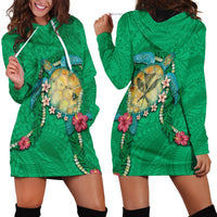 Hawaii Pikake and Maile Lei Hoodie Dress Honu Polynesian Pattern Green Color LT03 - Polynesian Pride