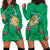 Hawaii Pikake and Maile Lei Hoodie Dress Honu Polynesian Pattern Green Color