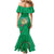 Hawaii Pikake and Maile Lei Mermaid Dress Honu Polynesian Pattern Green Color