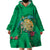 Hawaii Pikake and Maile Lei Wearable Blanket Hoodie Honu Polynesian Pattern Green Color