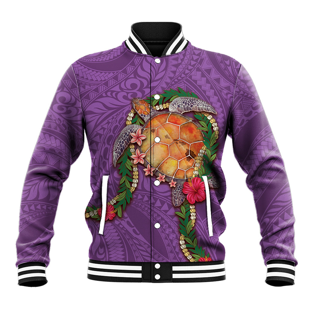 Hawaii Pikake and Maile Lei Baseball Jacket Honu Polynesian Pattern Pink Color LT03 Unisex Pink - Polynesian Pride