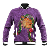 Hawaii Pikake and Maile Lei Baseball Jacket Honu Polynesian Pattern Pink Color LT03 Unisex Pink - Polynesian Pride