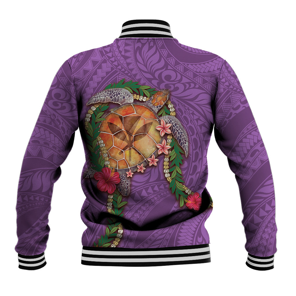 Hawaii Pikake and Maile Lei Baseball Jacket Honu Polynesian Pattern Pink Color LT03 - Polynesian Pride
