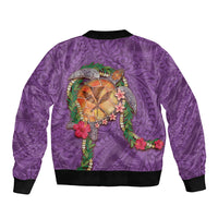 Hawaii Pikake and Maile Lei Bomber Jacket Honu Polynesian Pattern Pink Color LT03 - Polynesian Pride