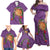 Hawaii Pikake and Maile Lei Family Matching Off Shoulder Maxi Dress and Hawaiian Shirt Honu Polynesian Pattern Pink Color