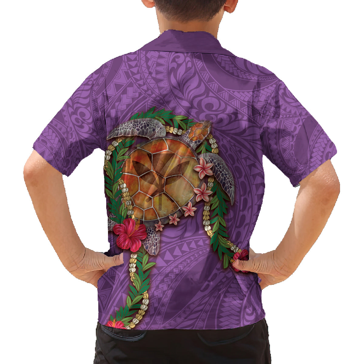 Hawaii Pikake and Maile Lei Family Matching Tank Maxi Dress and Hawaiian Shirt Honu Polynesian Pattern Pink Color