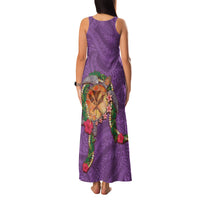 Hawaii Pikake and Maile Lei Family Matching Tank Maxi Dress and Hawaiian Shirt Honu Polynesian Pattern Pink Color