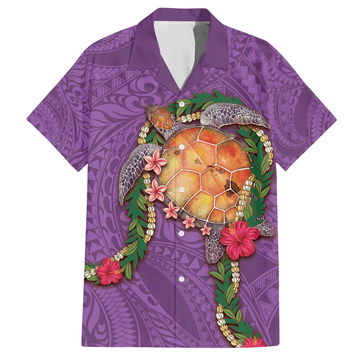 Hawaii Pikake and Maile Lei Hawaiian Shirt Honu Polynesian Pattern Pink Color LT03 Pink - Polynesian Pride