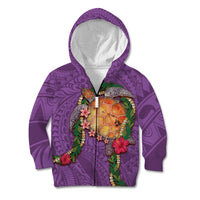 Hawaii Pikake and Maile Lei Kid Hoodie Honu Polynesian Pattern Pink Color