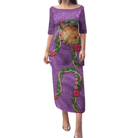 Hawaii Pikake and Maile Lei Puletasi Honu Polynesian Pattern Pink Color LT03 Long Dress Pink - Polynesian Pride
