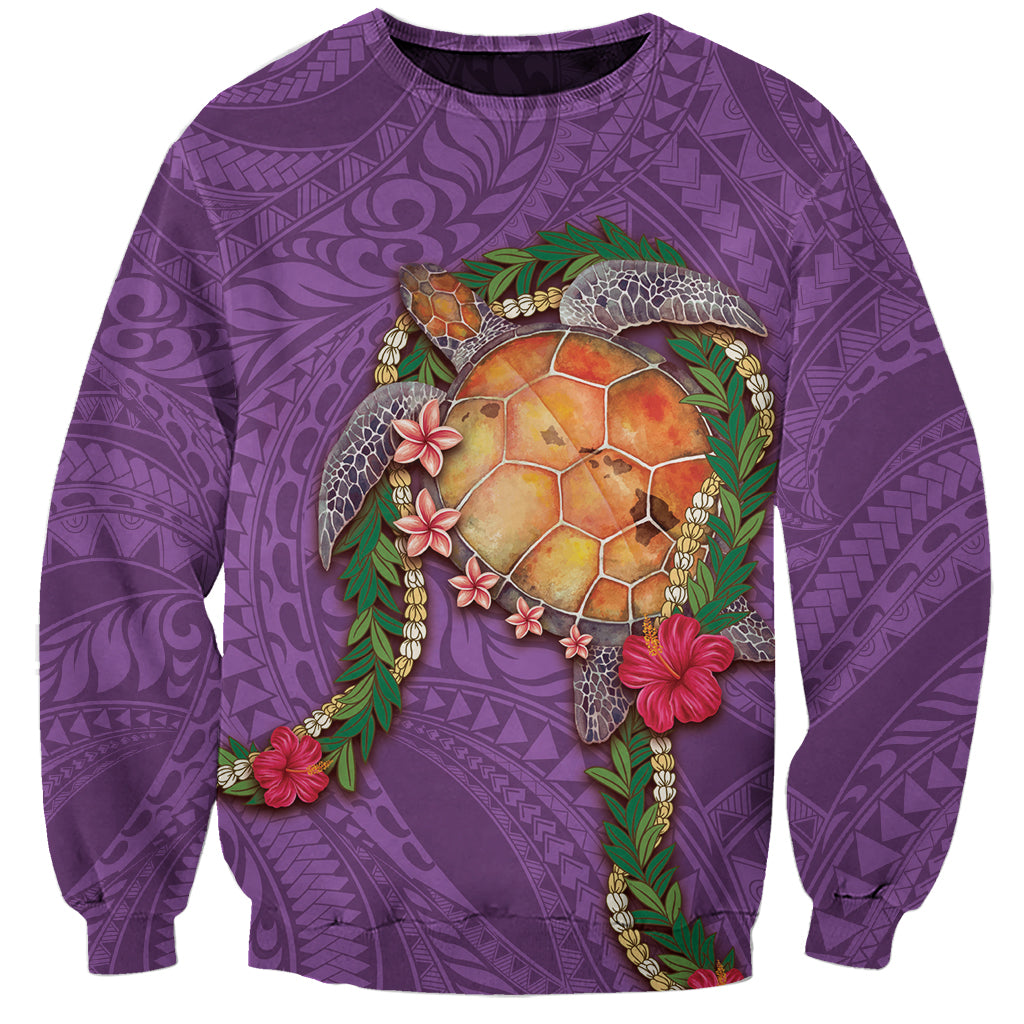Hawaii Pikake and Maile Lei Sweatshirt Honu Polynesian Pattern Pink Color LT03 Unisex Pink - Polynesian Pride