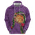 Hawaii Pikake and Maile Lei Zip Hoodie Honu Polynesian Pattern Pink Color