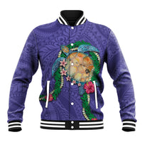 Hawaii Pikake and Maile Lei Baseball Jacket Honu Polynesian Pattern Purple Color LT03 Unisex Purple - Polynesian Pride
