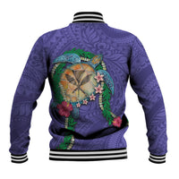 Hawaii Pikake and Maile Lei Baseball Jacket Honu Polynesian Pattern Purple Color LT03 - Polynesian Pride