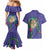 Hawaii Pikake and Maile Lei Couples Matching Mermaid Dress and Hawaiian Shirt Honu Polynesian Pattern Purple Color