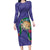 Hawaii Pikake and Maile Lei Family Matching Long Sleeve Bodycon Dress and Hawaiian Shirt Honu Polynesian Pattern Purple Color