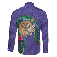 Hawaii Pikake and Maile Lei Family Matching Mermaid Dress and Hawaiian Shirt Honu Polynesian Pattern Purple Color