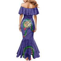 Hawaii Pikake and Maile Lei Family Matching Mermaid Dress and Hawaiian Shirt Honu Polynesian Pattern Purple Color