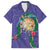 Hawaii Pikake and Maile Lei Family Matching Off The Shoulder Long Sleeve Dress and Hawaiian Shirt Honu Polynesian Pattern Purple Color